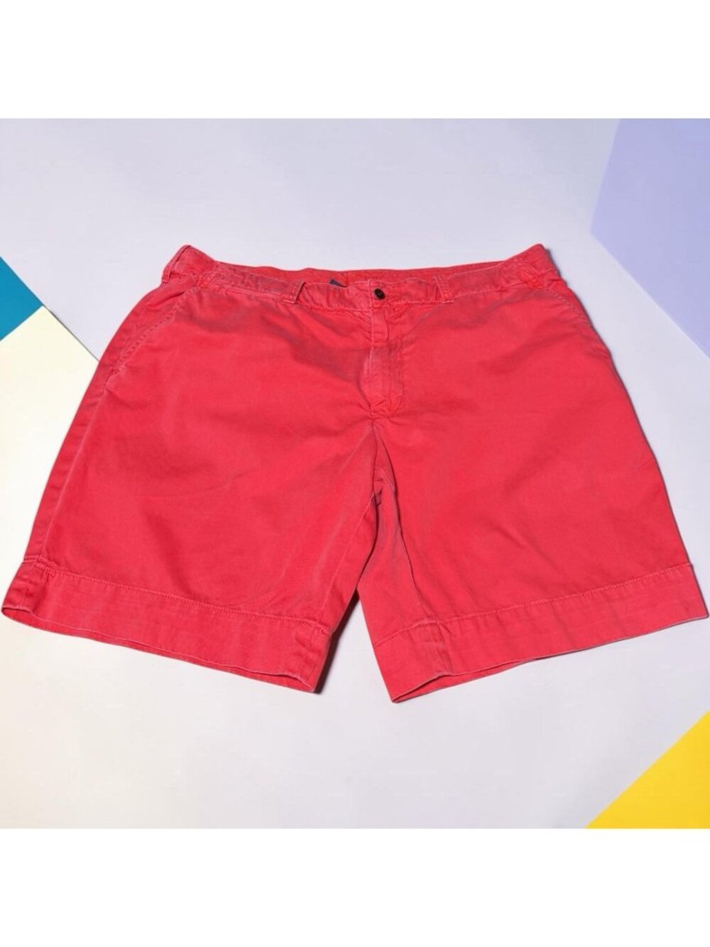 Y2K Polo Ralph Lauren Mens Red Chino Shorts Preppy Size 42 Drawstring Inside VTG